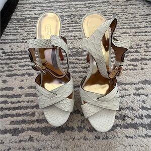 Coach White Textured Women's Sandals